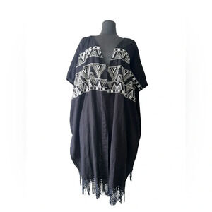 World Market Black  Aztec Embroidered   Fringe Open Front Cardigan Free …